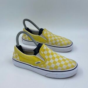 Vans yellow checkered slip on sneakers womens size 6